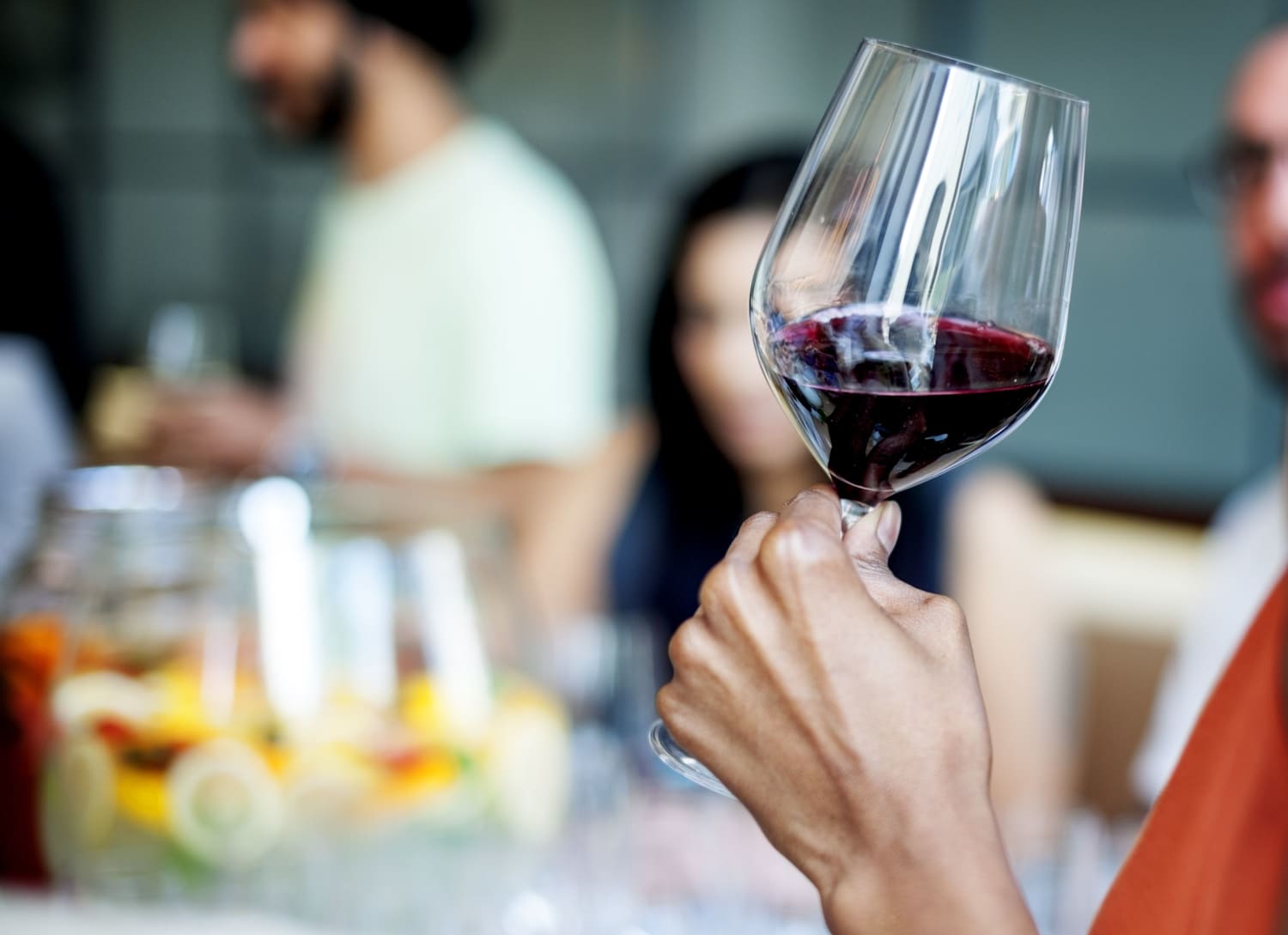 A glass of red wine