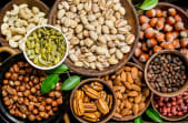bowls of nuts and seeds