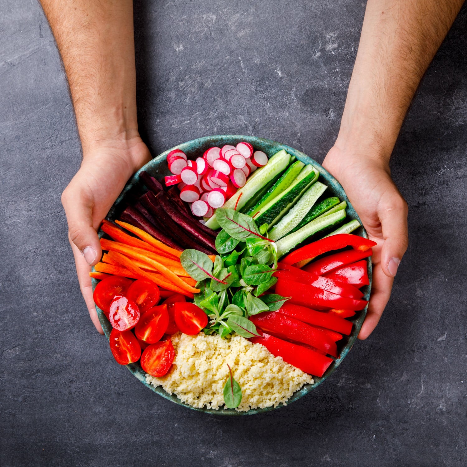 a crudite board with crunchy vegetables