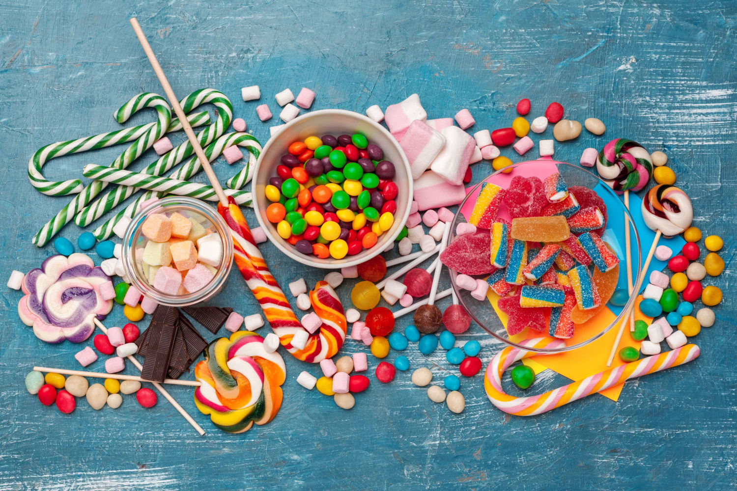 a pile of colourful hard and chewy sweets