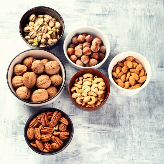 Small dishes of nuts